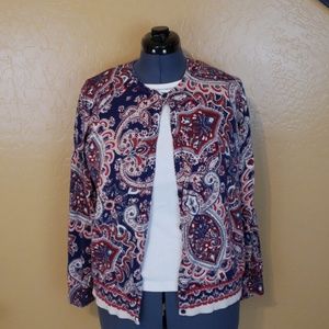 Croft & Barrow Paisley Button Front Cardigan XL